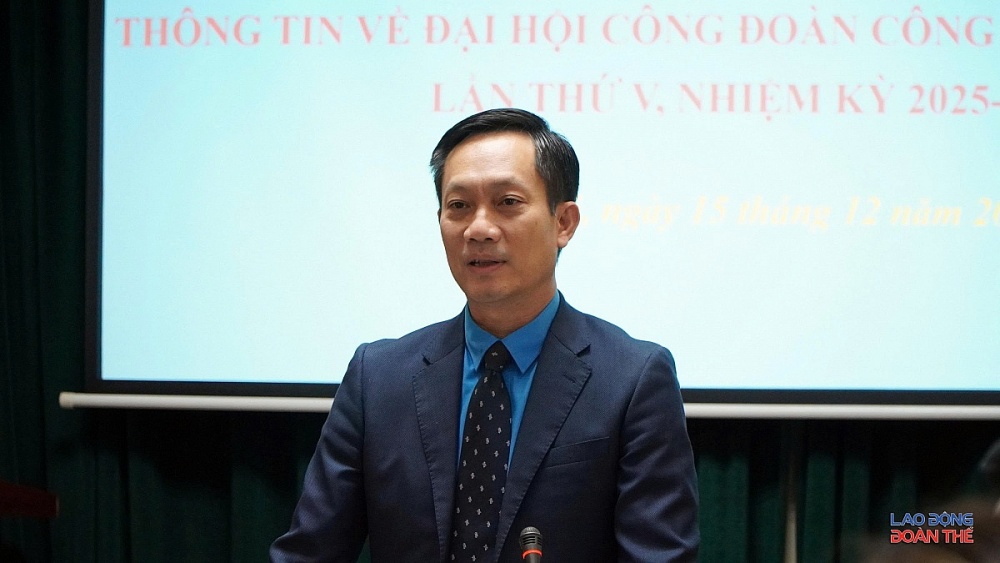 Đồng chí Lê An Hải, Ủy viên Đoàn Chủ tịch Tổng Liên đoàn LĐVN, Chủ tịch CĐCTVN. Ảnh: Manh Thắng