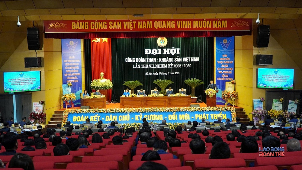 Toàn cảnh Đại hội Công đoàn Than - Khoáng sản Việt Nam lần thứ VII, nhiệm kỳ 2025 – 2030. Ảnh: Mạnh Thắng