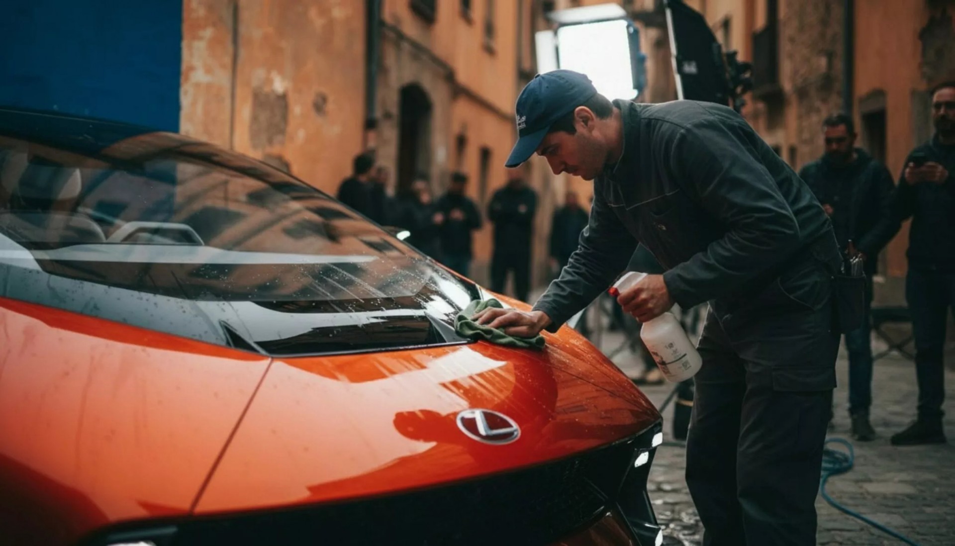 Hình ảnh một nhân viên lau xe được tạo bằng AI