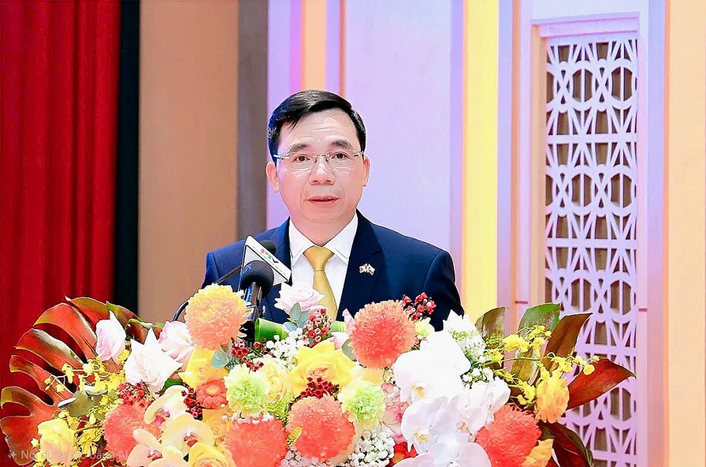 Đồng chí Phó Bí thư Tỉnh ủy tỉnh Phú Thọ Bùi Huy Vĩnh phát biểu chỉ đạo Đại hội. Ảnh: Lê Minh