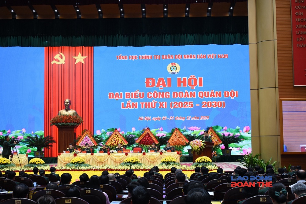 Phiên thứ nhất Đại hội đại biểu Công đoàn Quân đội lần thứ XI (2025 - 2030).. Ảnh: Nguyễn Việt