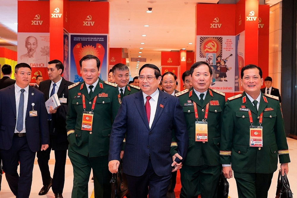 Thủ tướng Phạm Minh Chính đến dự ngày làm việc thứ tư Đại hội XIV của Đảng, sáng 22.1. Ảnh: TTXVN