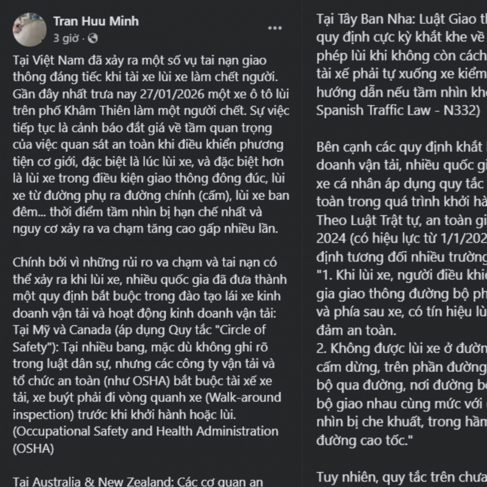 Chuyên gia khuyến cáo nguyên tắc an toàn khi lùi xe, sau vụ tai nạn tại phố Khâm Thiên