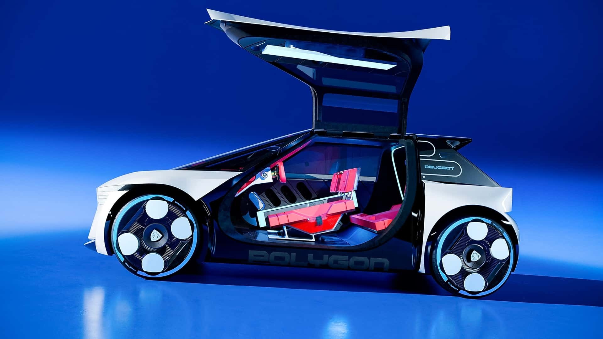 Peugeot hé lộ mẫu concept Polygon với vô lăng hình chữ nhật có thể sẽ sản xuất thương mại Phía bên của mẫu concept Peugeot Polygon