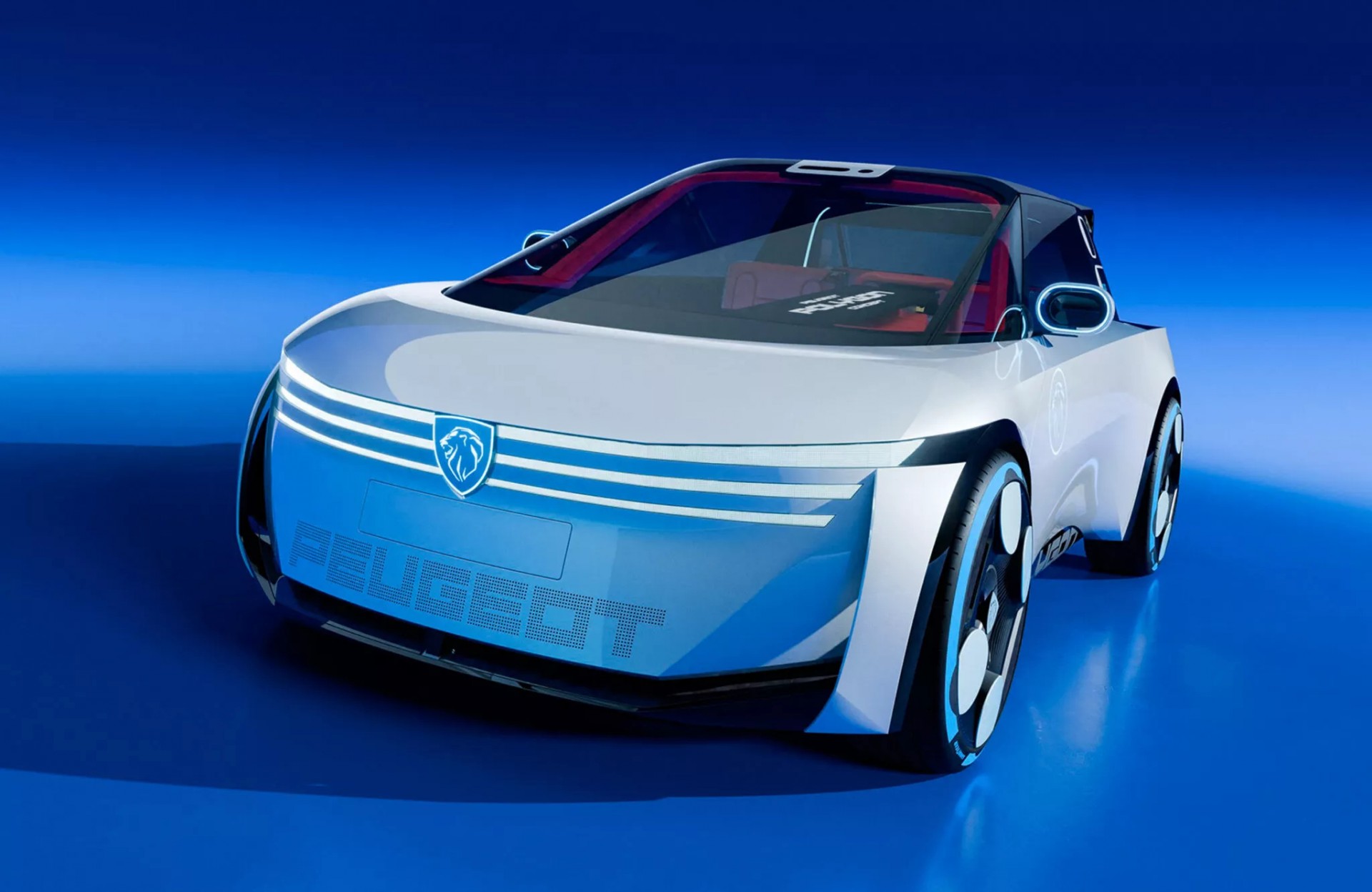 Peugeot hé lộ mẫu concept Polygon với vô lăng hình chữ nhật có thể sẽ sản xuất thương mại Phía trước của mẫu concept Peugeot Polygon