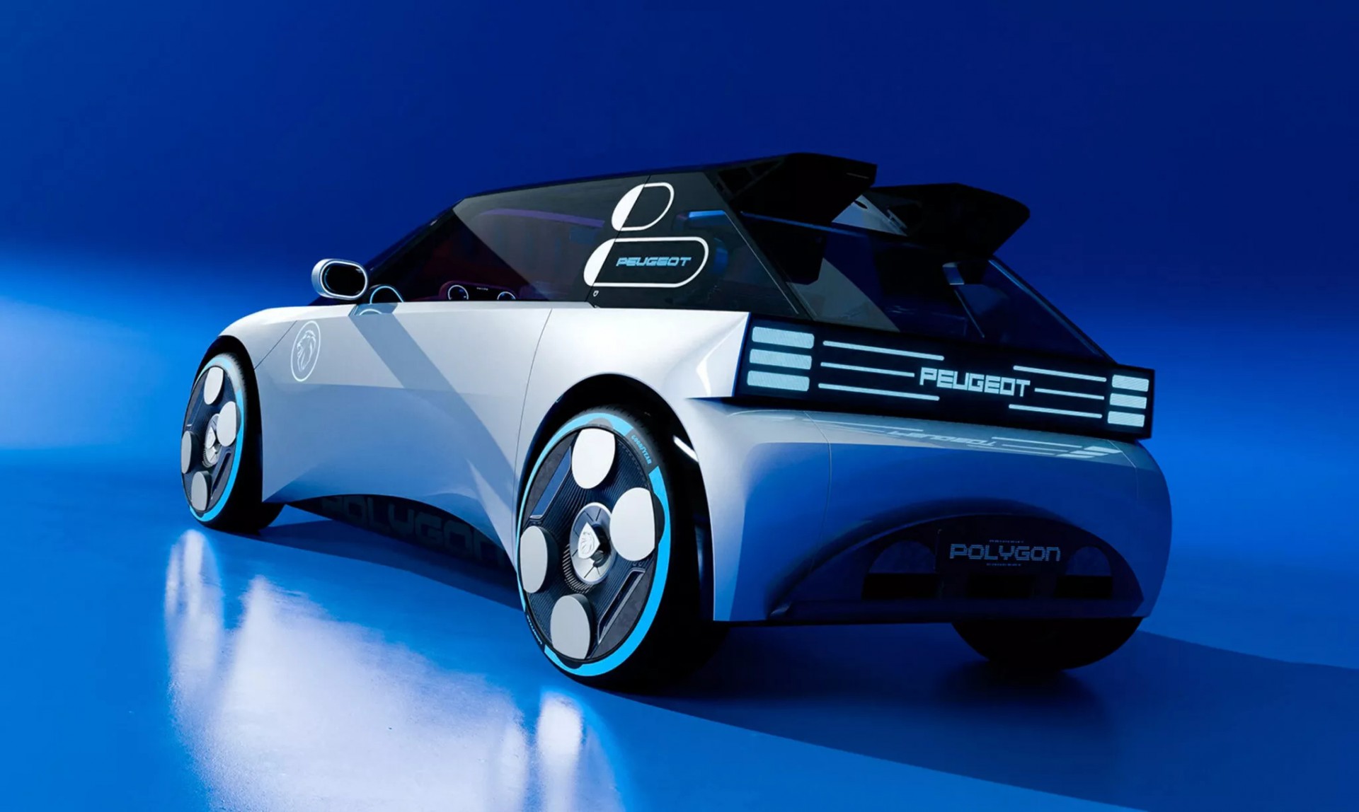 Peugeot hé lộ mẫu concept Polygon với vô lăng hình chữ nhật có thể sẽ sản xuất thương mại Phía sau của mẫu concept Peugeot Polygon