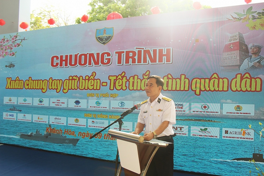 Đại tá Nguyễn Hữu Minh, Phó Chính ủy Bộ Tư lệnh Vùng 4 Hải quân Phát biểu tại chương trình.