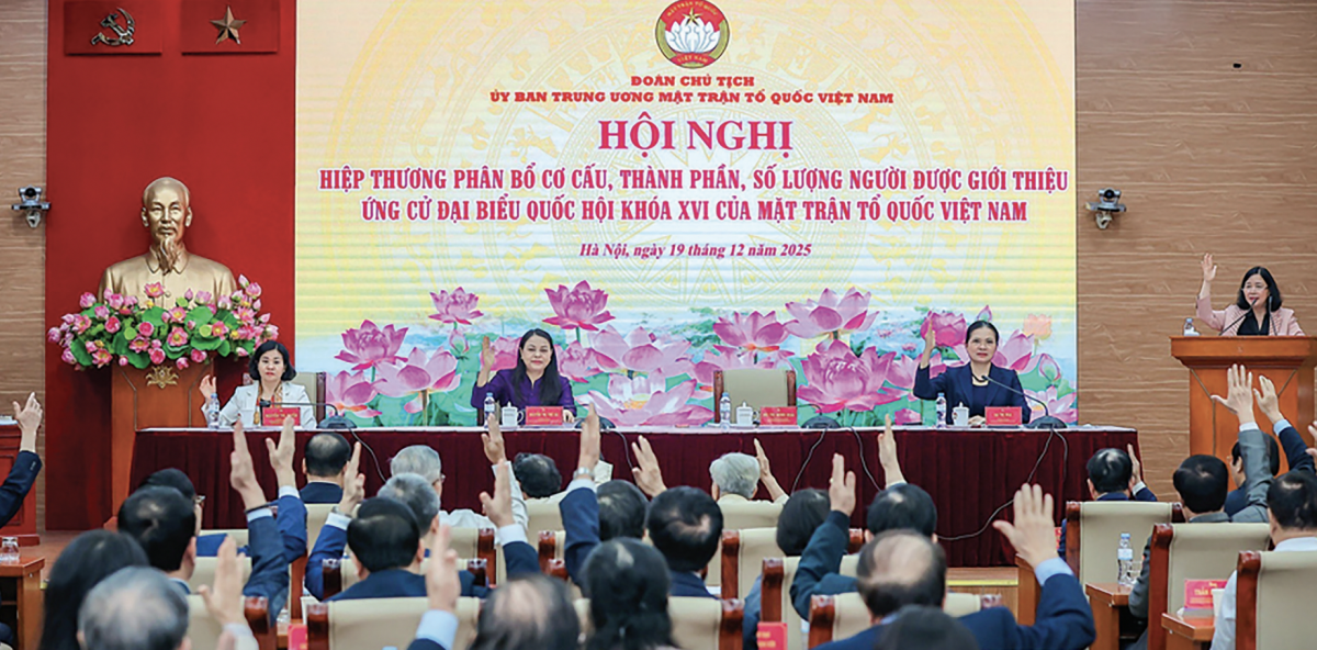 Hội nghị hiệp thương phân bổ cơ cấu, thành phần, số lượng người được giới thiệu ứng cử đại biểu Quốc hội khoá XVI của Mặt trận Tổ quốc Việt Nam, ngày 19.12.2025.