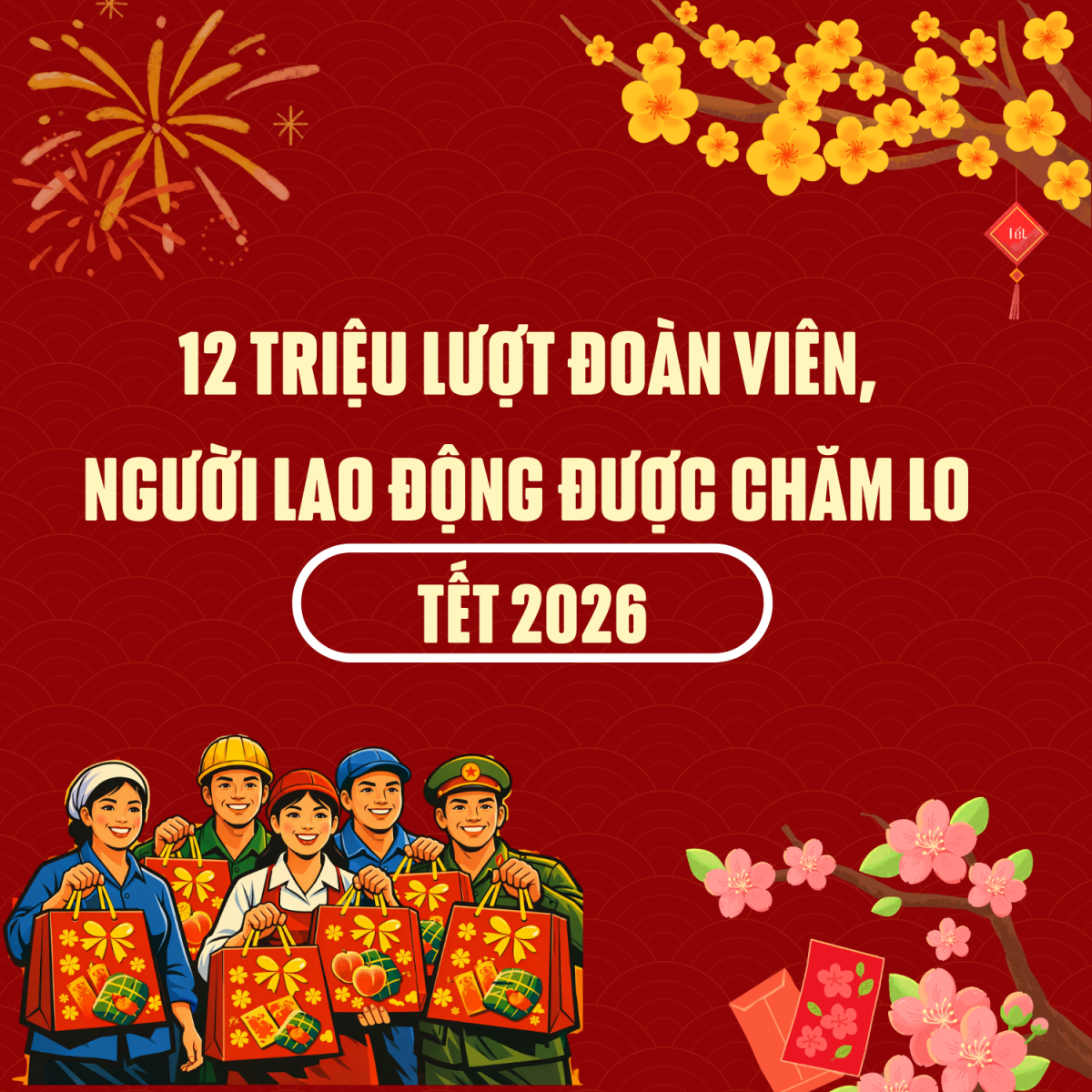 [Infographic] 12 triệu lượt đoàn viên, người lao động được chăm lo dịp Tết Bính Ngọ 2026