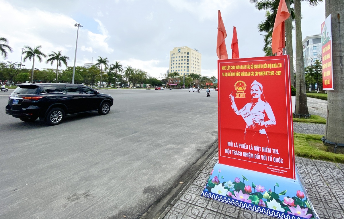 Pano tuyên truyền cuộc bầu cử đại biểu Quốc hội khóa XVI và đại biểu HĐND các cấp nhiệm kỳ 2026 - 2031.