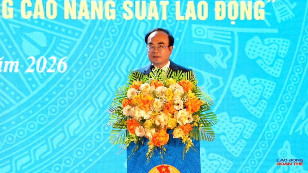 đồng chí Nguyễn Sỹ Cường - Phó Tổng Giám đốc Petrolimex Lễ phát động Tháng Công nhân, Tháng hành động về An toàn, vệ sinh lao động năm 2026. Ảnh: Nguyễn Việt