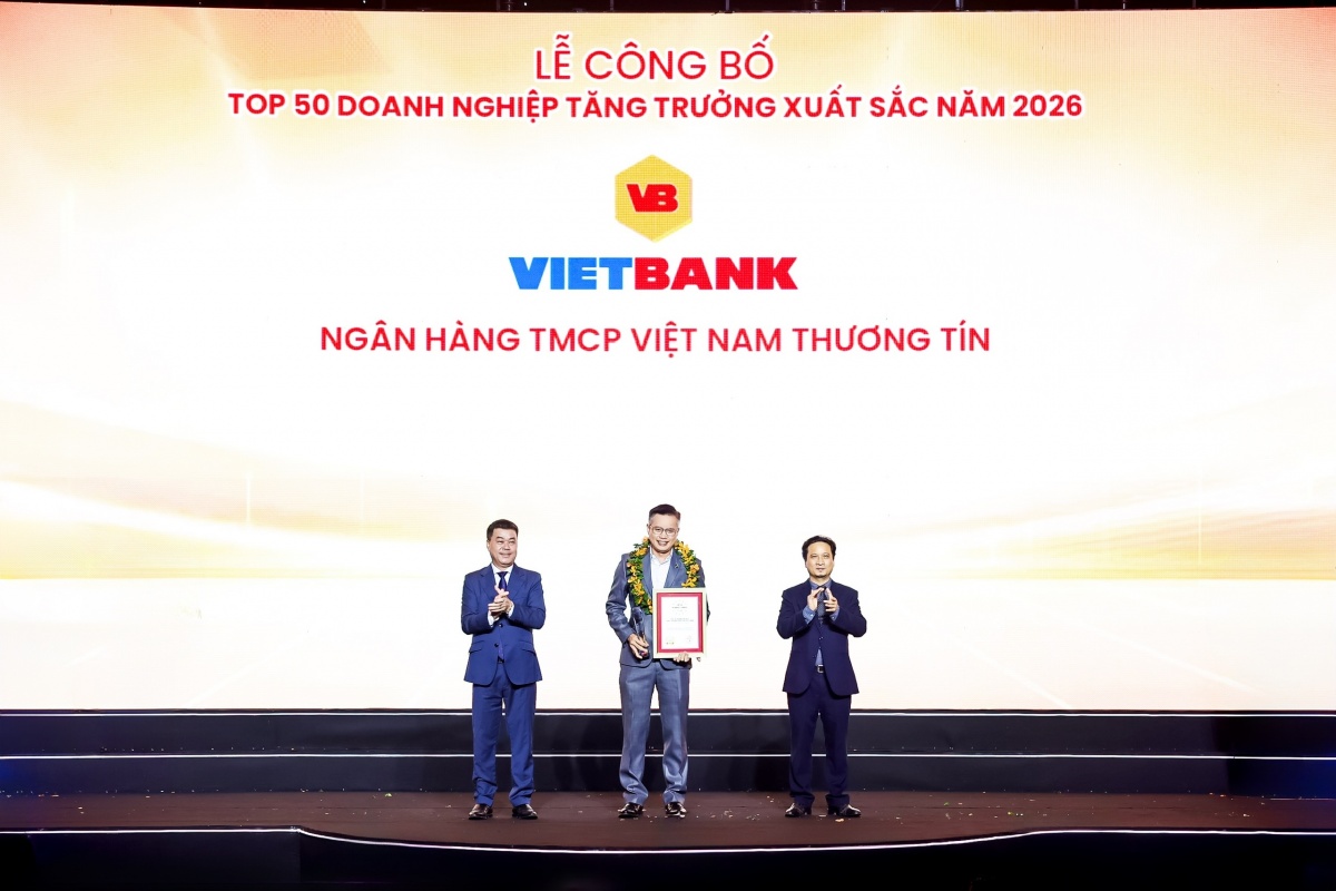 Vietbank được vinh danh trong bảng xếp hạng Top 50 doanh nghiệp tăng trưởng xuất sắc năm 2026