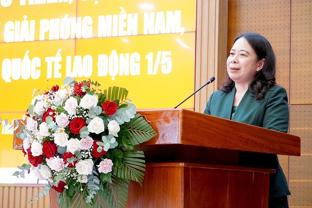 Phó Chủ tịch nước Võ Thị Ánh Xuân đánh giá cao tỉnh Đồng Tháp trong phát triển kinh tế và chăm lo đời sống cho người dân. Ảnh: Cổng thông tin Đồng Tháp