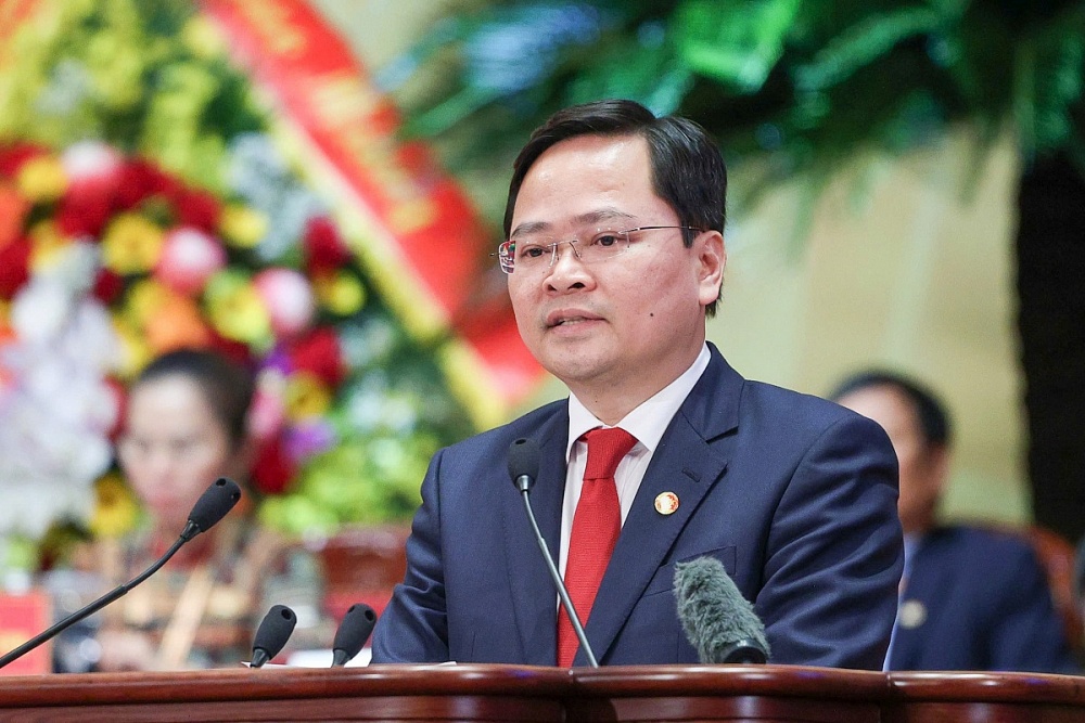 Ông Nguyễn Anh Tuấn, Chủ tịch Tổng liên đoàn Lao động Việt Nam phát biểu tham luận tại Đại hội. Ảnh: Tuấn Minh 