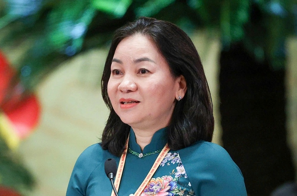 Phó chủ tịch thường trực Ủy ban MTTQ Việt Nam TP.HCM Trương Thị Bích Hạnh trình bày tham luận tại Đại hội. Ảnh: Tuấn Minh