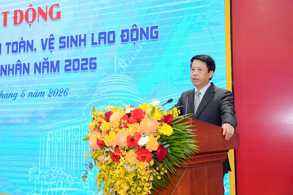  Ông Phạm Tiến Dũng - Phó Thống đốc NHNN, Chủ tịch Công đoàn Ngân hàng Việt Nam phát biểu tại Lễ phát động. Ảnh: Hữu Chánh