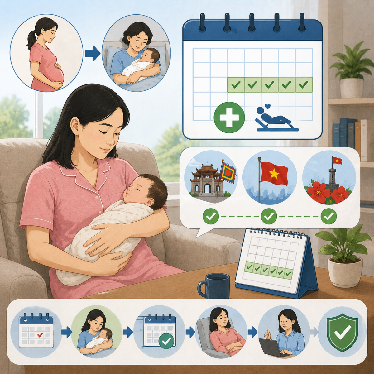 Nghỉ dưỡng sức sau thai sản trùng ngày lễ có được tính đủ số ngày? Nghỉ dưỡng sức sau thai sản trùng ngày lễ có được tính đủ số ngày?