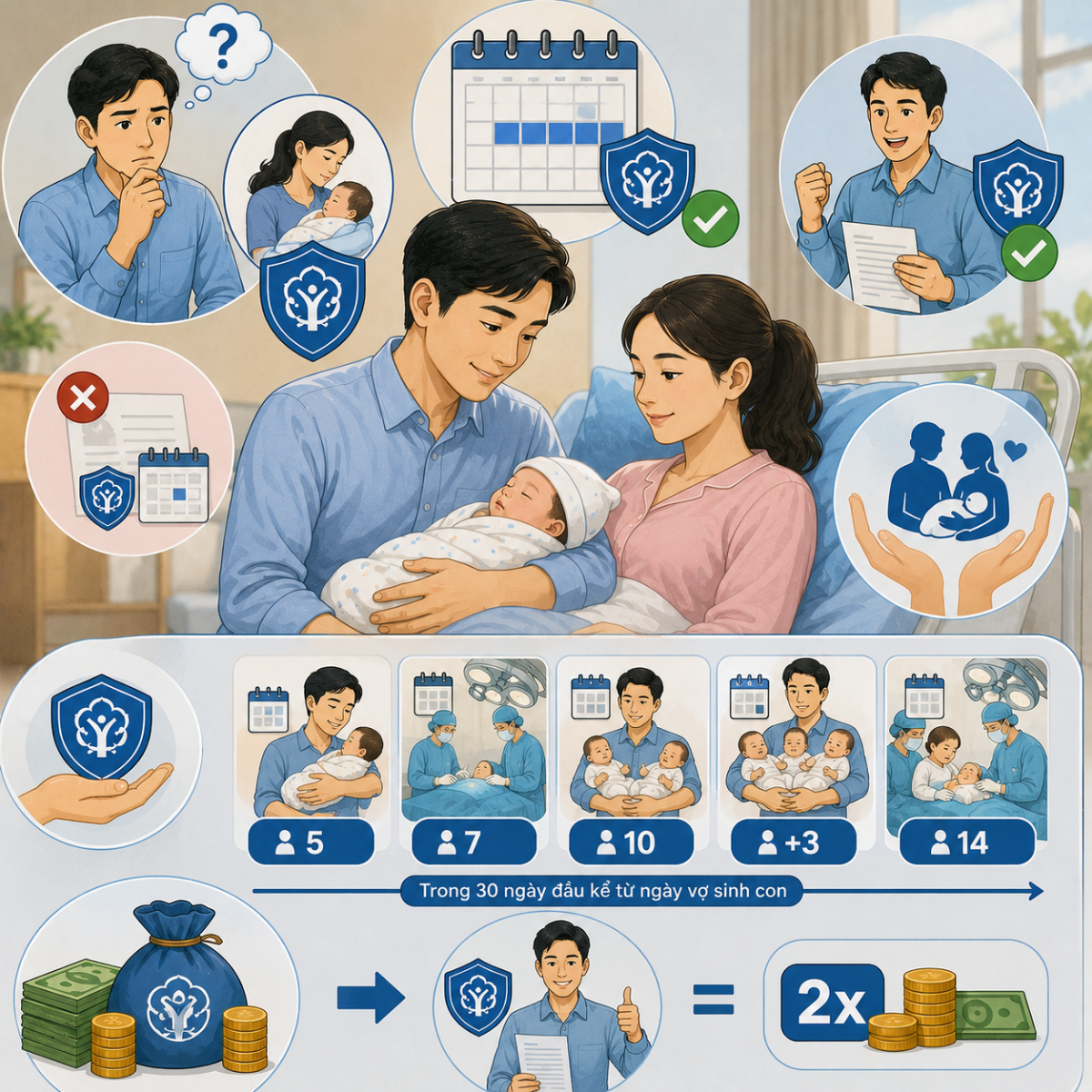 Quyền lợi BHXH của lao động nam khi vợ sinh con, người lao động cần biết Quyền lợi BHXH của lao động nam khi vợ sinh con, người lao động cần biết