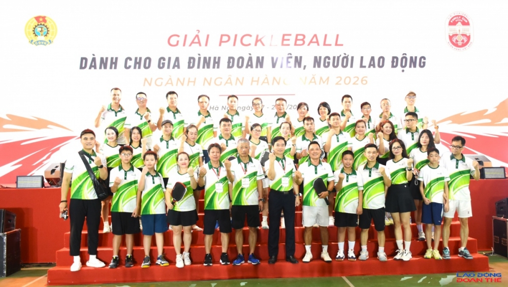 Công đoàn Ngân hàng TMCP Ngoại thương Việt Nam (Vietcombank) tham dự giải. Ảnh: Nguyễn Việt