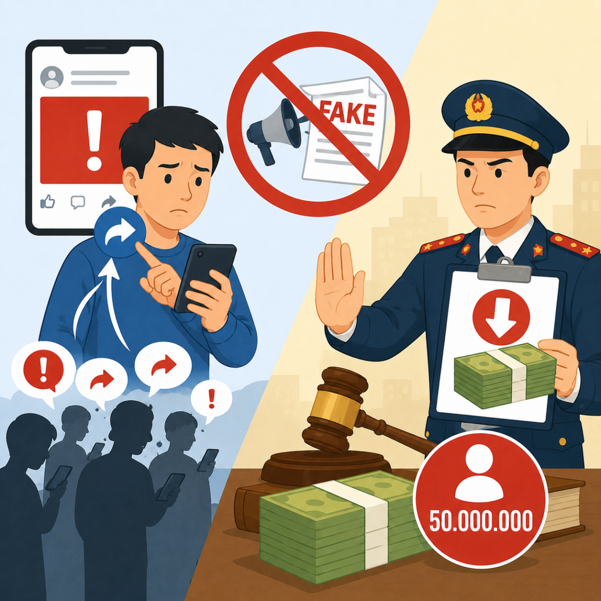 Chia sẻ thông tin giả mạo, sai sự thật trên mạng xã hội có thể bị phạt đến 50 triệu đồng