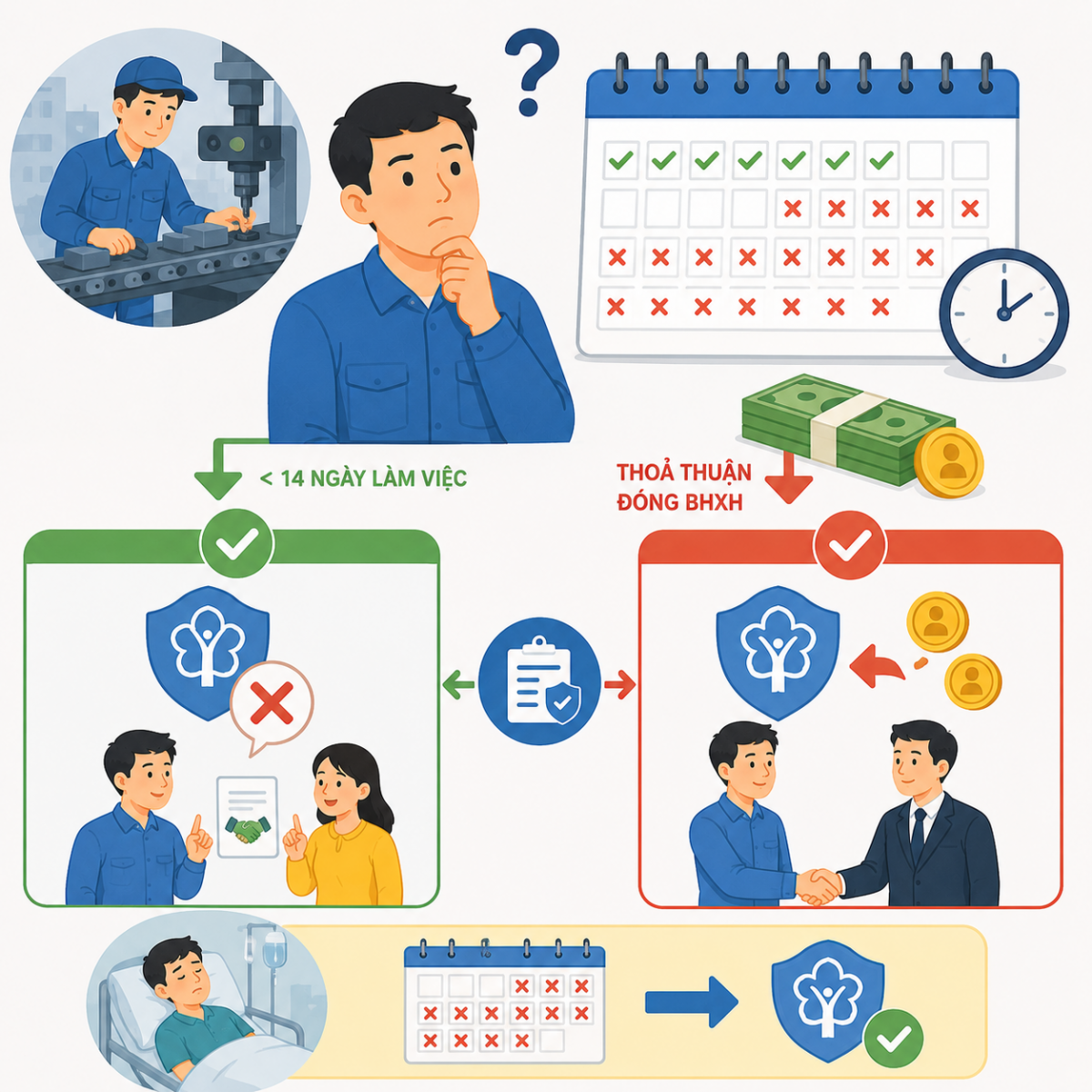 Làm việc dưới 14 ngày trong tháng có phải đóng bảo hiểm xã hội? Làm việc dưới 14 ngày trong tháng có phải đóng bảo hiểm xã hội?