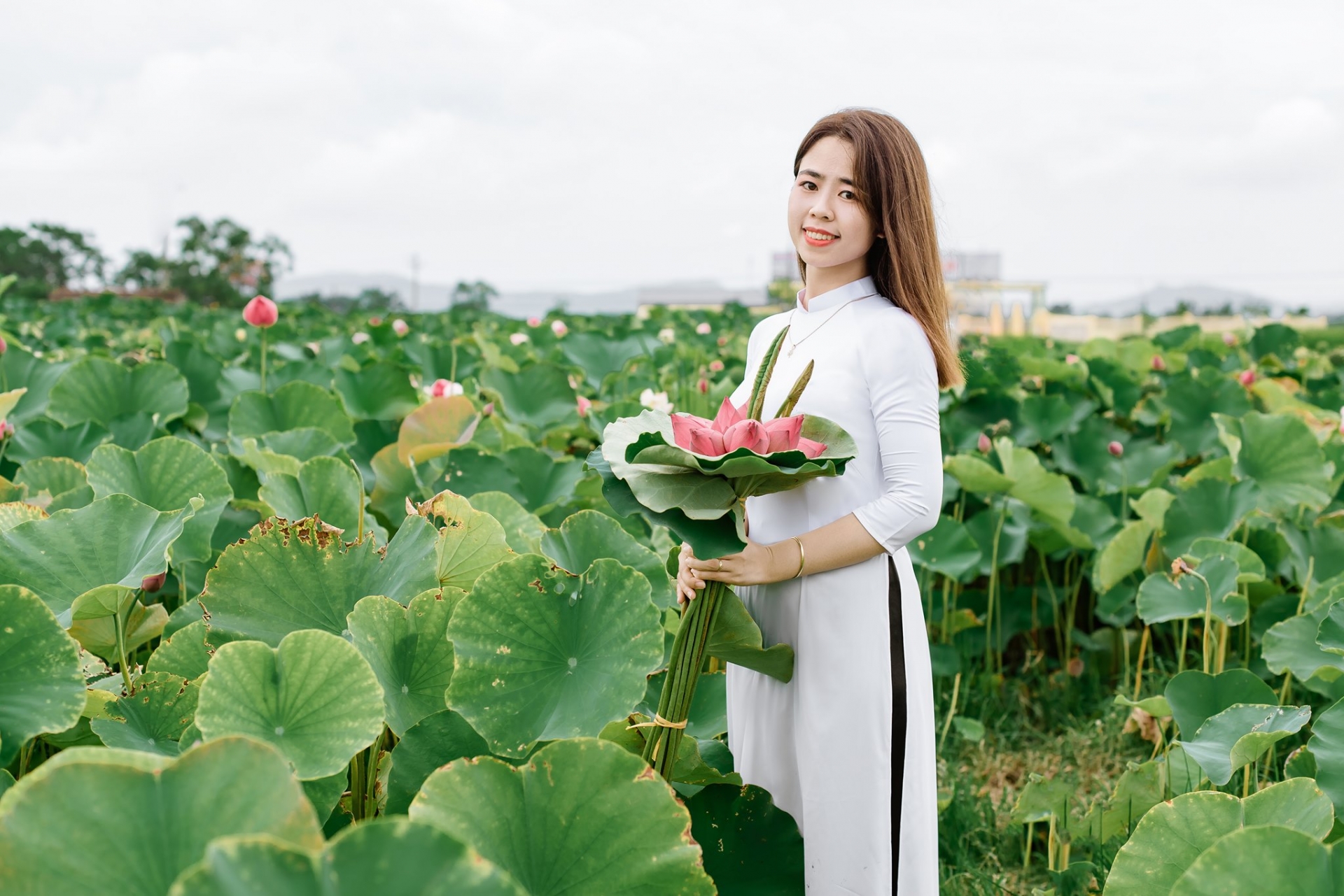 Thí sinh Ngắm vẻ đẹp dịu dàng bên hoa sen của thí sinh