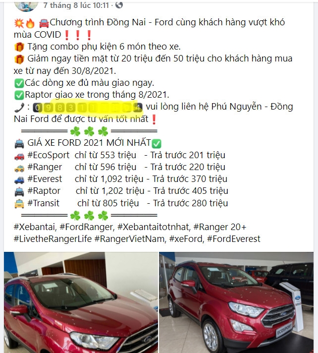 Ford EcoSport tiếp tục được giảm giá 50 triệu trong tháng 8 Ford EcoSport tiếp tục được giảm giá 50 triệu trong tháng 8