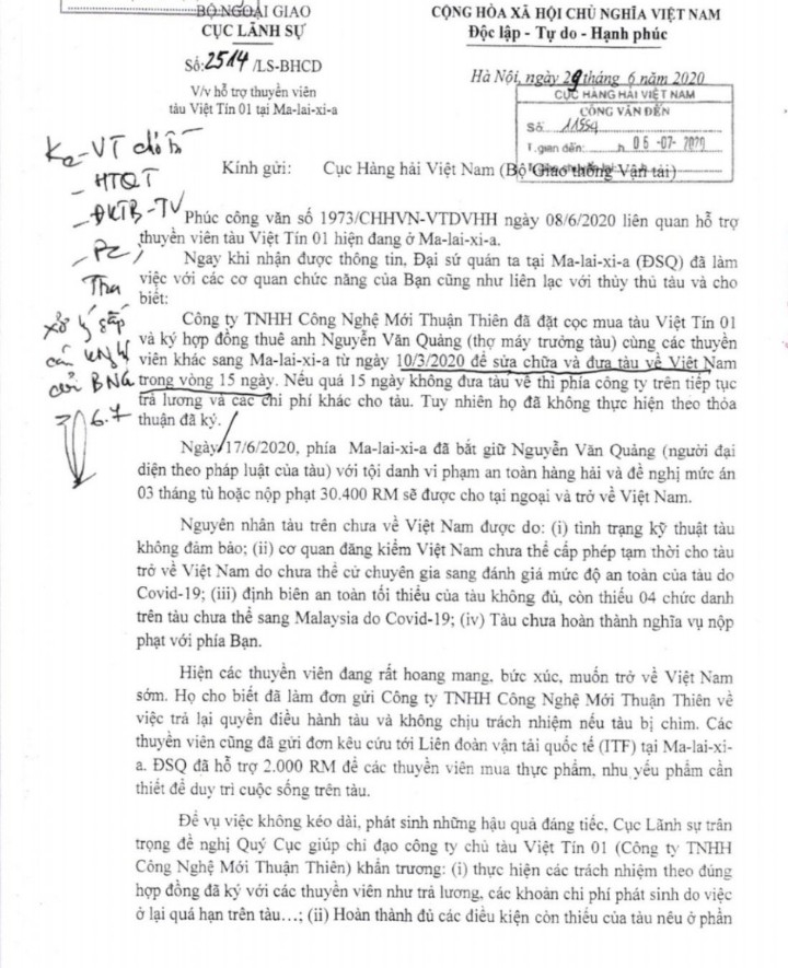 Chủ tàu Việt Tín 01: “12 thuyền viên bị mắc kẹt do Covid-19 là bất khả kháng” chu tau viet tin 01 12 thuyen vien bi mac ket do covid 19 la bat kha khang