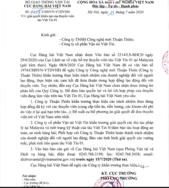 Chủ tàu Việt Tín 01: “12 thuyền viên bị mắc kẹt do Covid-19 là bất khả kháng” chu tau viet tin 01 12 thuyen vien bi mac ket do covid 19 la bat kha khang