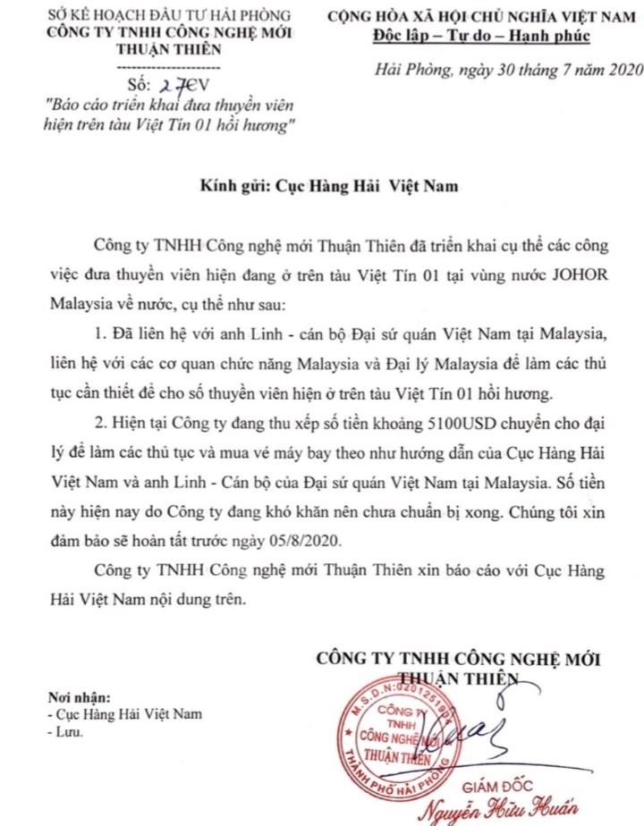 Doanh nghiệp thất hứa, thuyền viên tàu Việt Tín 01 có được về nước trong tháng 8? 1330 z2015490091374 2f1ff5d02817db45aa50b6aa0d7d664a
