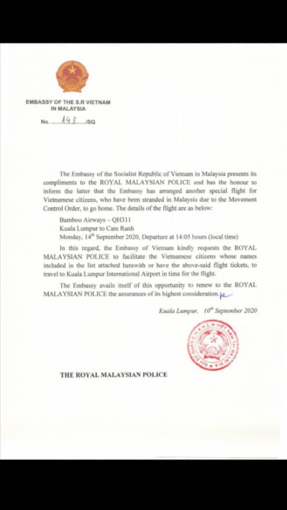 Thông báo của Đại sứ quán Việt Nam tại Malaysia 1222 z2072330848050 b85392f39090017ec4425daf2293b1d4