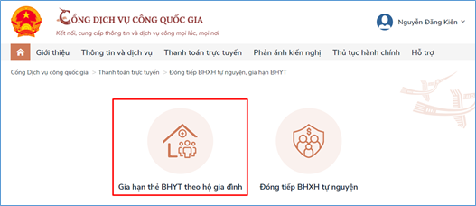 Hướng dẫn đóng BHXH tự nguyện, gia hạn thẻ BHYT theo hộ gia đình trên Cổng DVC Quốc gia