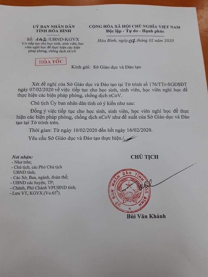 Thanh Hóa, Hòa Bình: Tiếp tục cho học sinh nghỉ học thêm 1 tuần thanh hoa hoa binh tiep tuc cho hoc sinh nghi hoc them 1 tuan