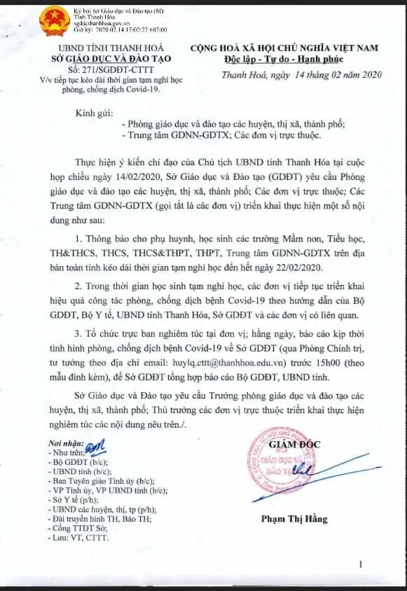 thanh hoa tiep tuc cho hoc sinh nghi hoc de phong chong covid 19