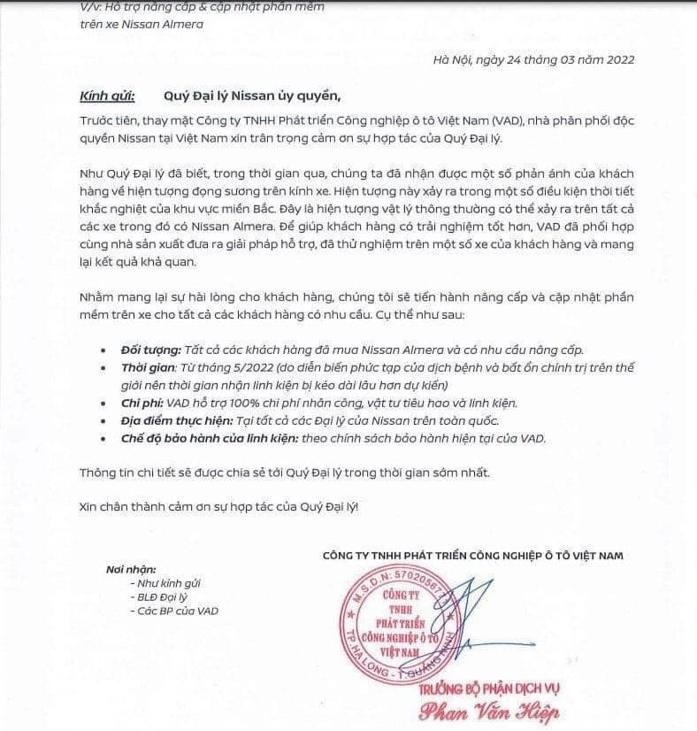 Nissan ra thông báo sửa chữa Almera mắc lỗi hấp hơi kính lái