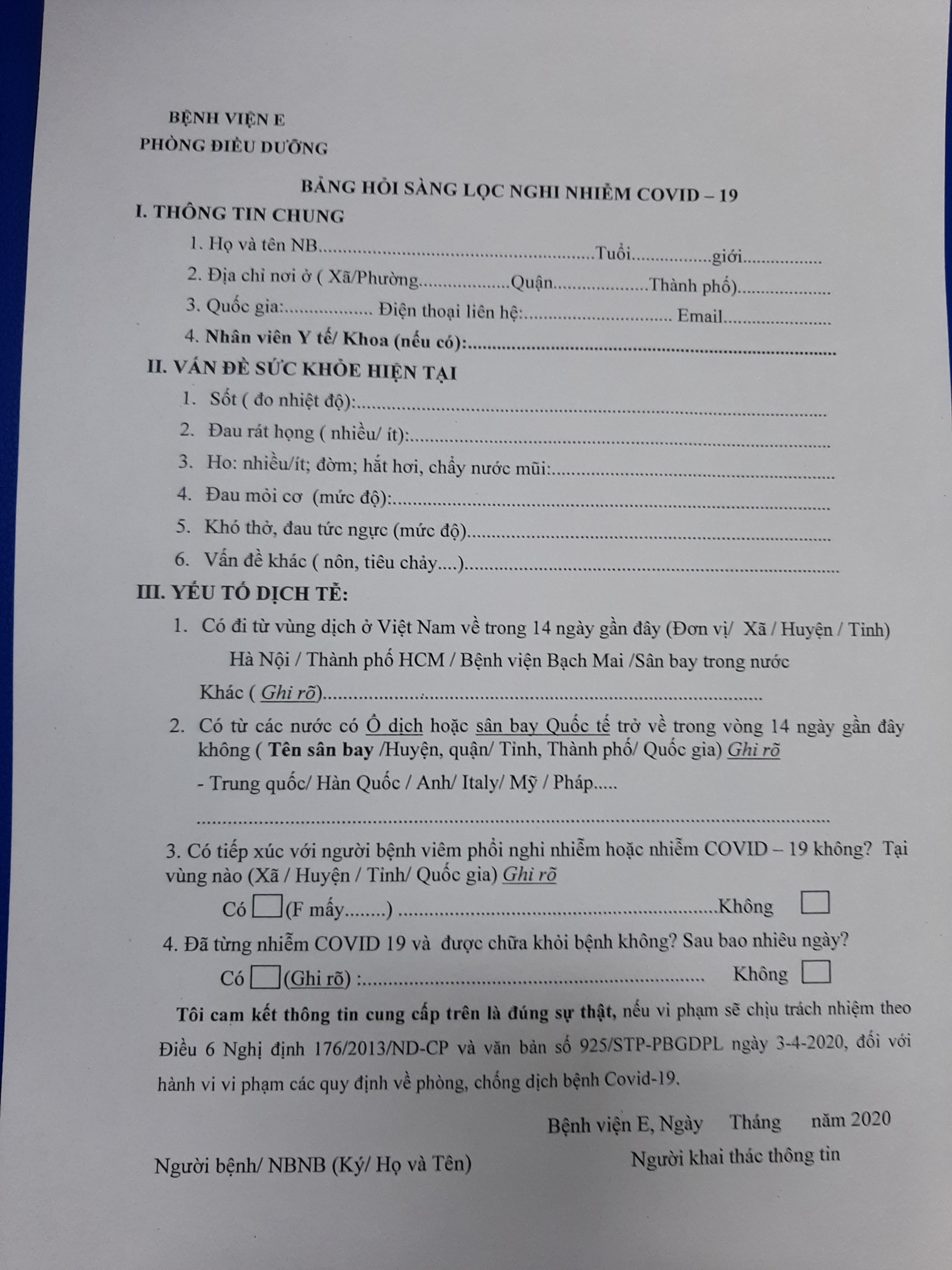 Bệnh viện E, đóng dấu xác nhận người đến viện trong điều kiện sức khỏe đảm bảo benh vien e dong dau xac nhan nguoi den vien trong dieu kien suc khoe dam bao