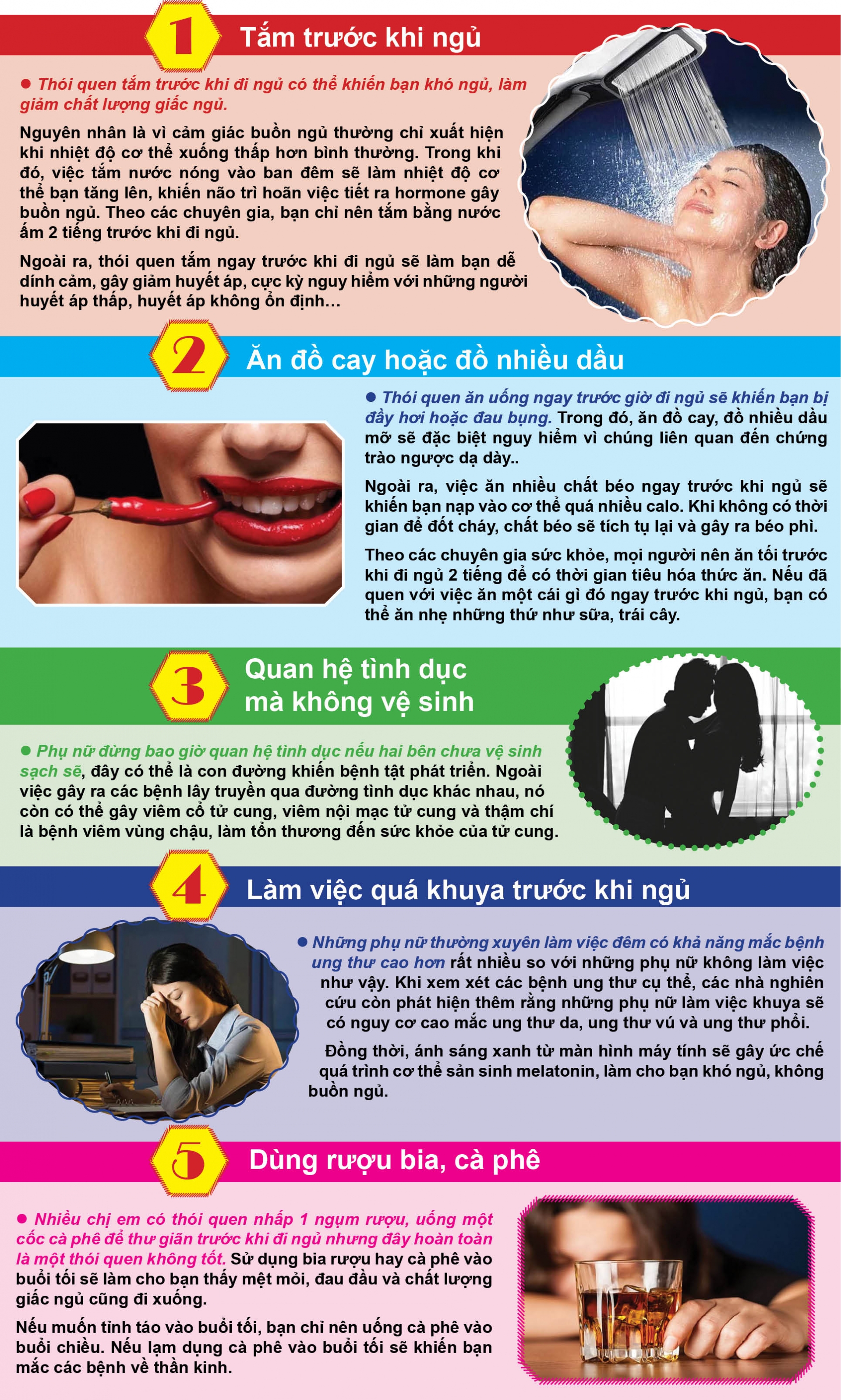 5 viec phu nu khong nen lam truoc khi di ngu