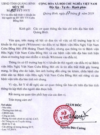 Quảng Bình không tiếp nhận, điều trị ca bệnh nào nhiễm "vi khuẩn ăn thịt người" quang binh khong tiep nhan dieu tri ca benh nao nhiem vi khuan an thit nguoi