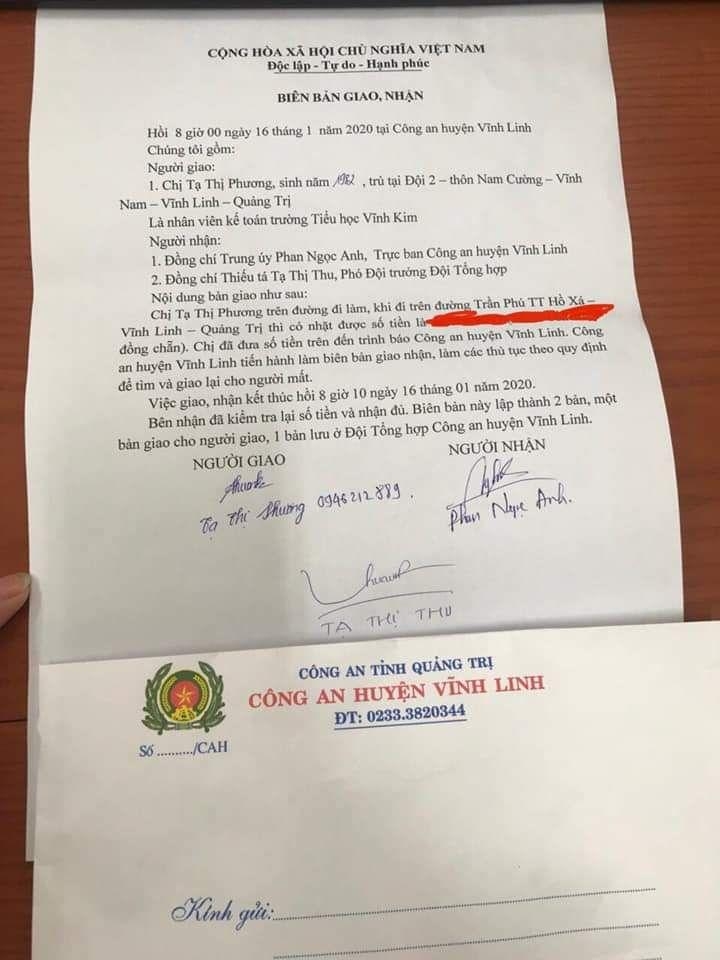 Nhặt được 14 triệu đồng, kế toán trường tiểu học giao nộp để tìm người trả lại nhat duoc 14 trieu dong ke toan truong tieu hoc giao nop de tim nguoi tra lai