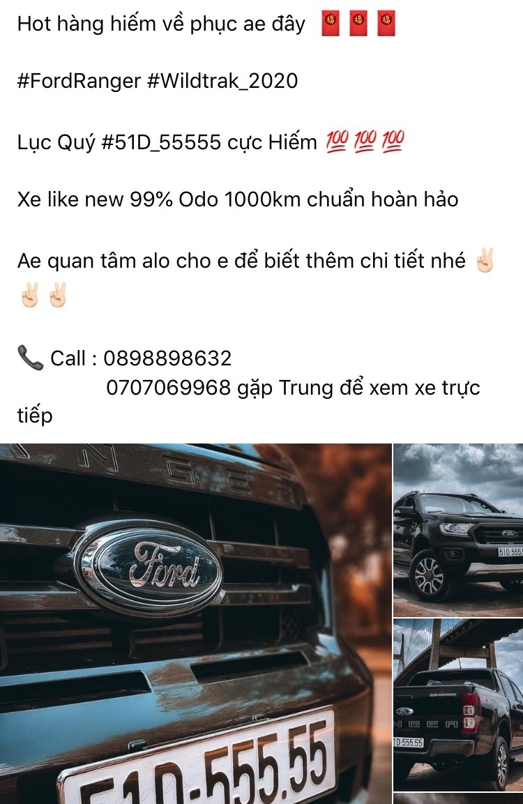 Ford Ranger Wildtrak 2020 biển 