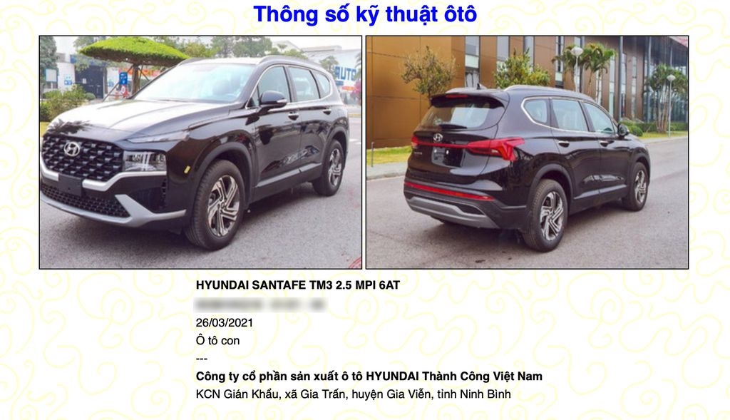 Hyundai Santa Fe 2021 đăng kiểm tại Việt Nam với hai tùy chọn động cơ Hyundai Santa Fe 2021 đăng kiểm tại Việt Nam với hai tùy chọn động cơ