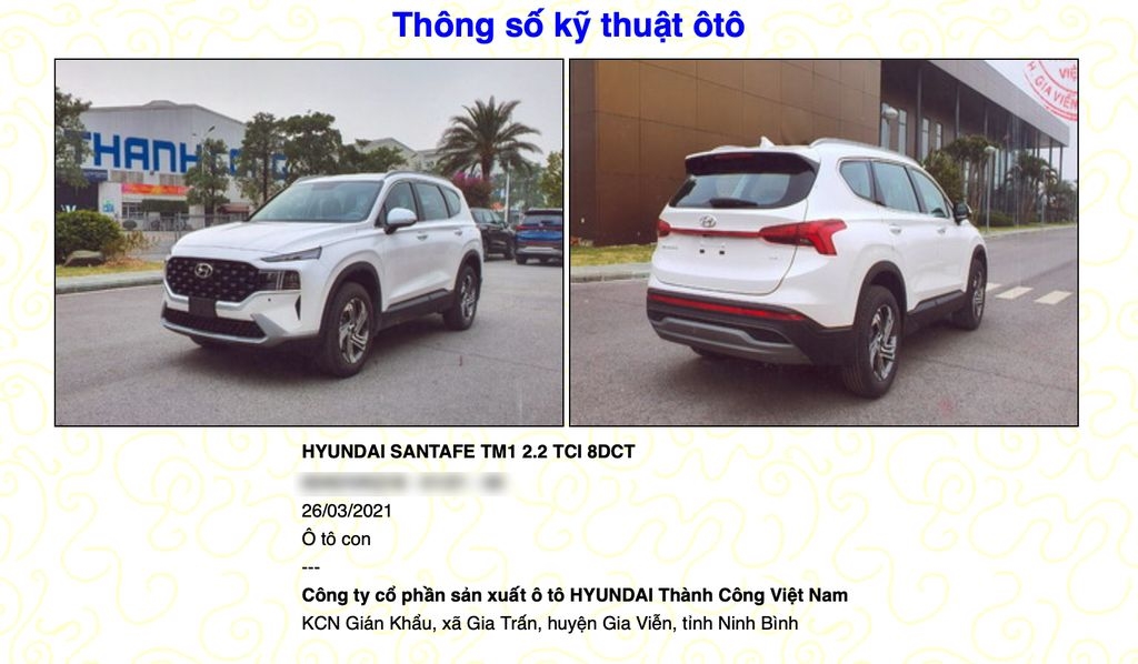 Hyundai Santa Fe 2021 đăng kiểm tại Việt Nam với hai tùy chọn động cơ Hyundai Santa Fe 2021 đăng kiểm tại Việt Nam với hai tùy chọn động cơ