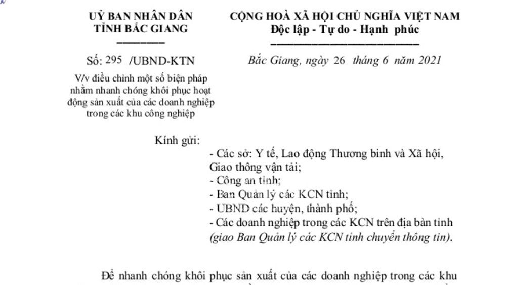 Bắc Giang: Công nhân tự di chuyển bằng phương tiện cá nhân đảm bảo “2 điểm, 1 đường”