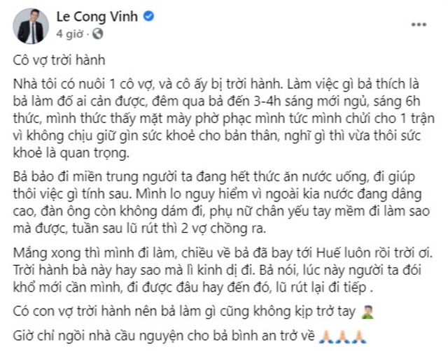 “Cô vợ trời hành” và tấm lòng người ca sĩ trong mưa lũ