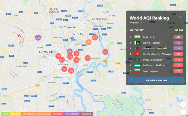 AirVisual xếp Thành phố Hồ Chí Minh trong top thành phố ô nhiễm sáng 14/11 airvisual xep thanh pho ho chi minh trong top thanh pho o nhiem sang 1411