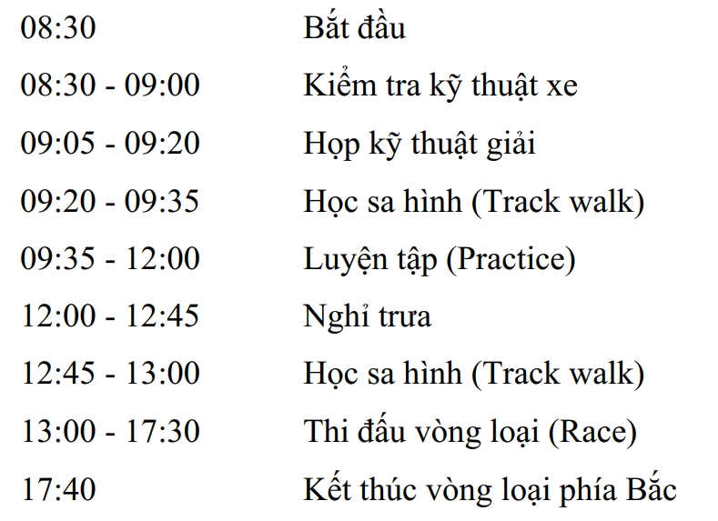lich trinh chi tiet vong loai auto gymkhana mien bac