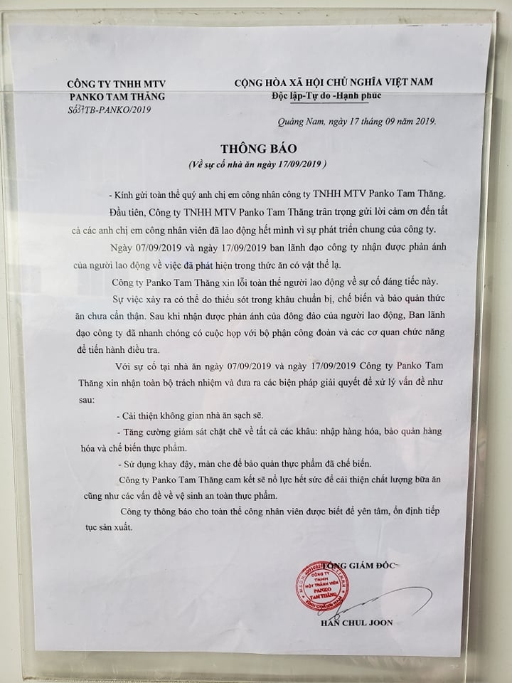 cong nhan ngung viec dong loat vi buc xuc thuc an ban cong ty nhan sai va hua thay doi