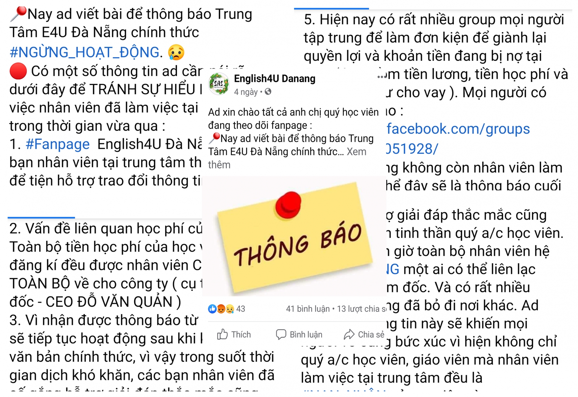 Trung tâm ngoại ngữ SAS bất ngờ đóng cửa, giáo viên và học viên tá hỏa đòi nợ Trung tâm ngoại ngữ SAS bất ngờ đóng cửa, giáo viên và học viên tá hỏa đòi nợ
