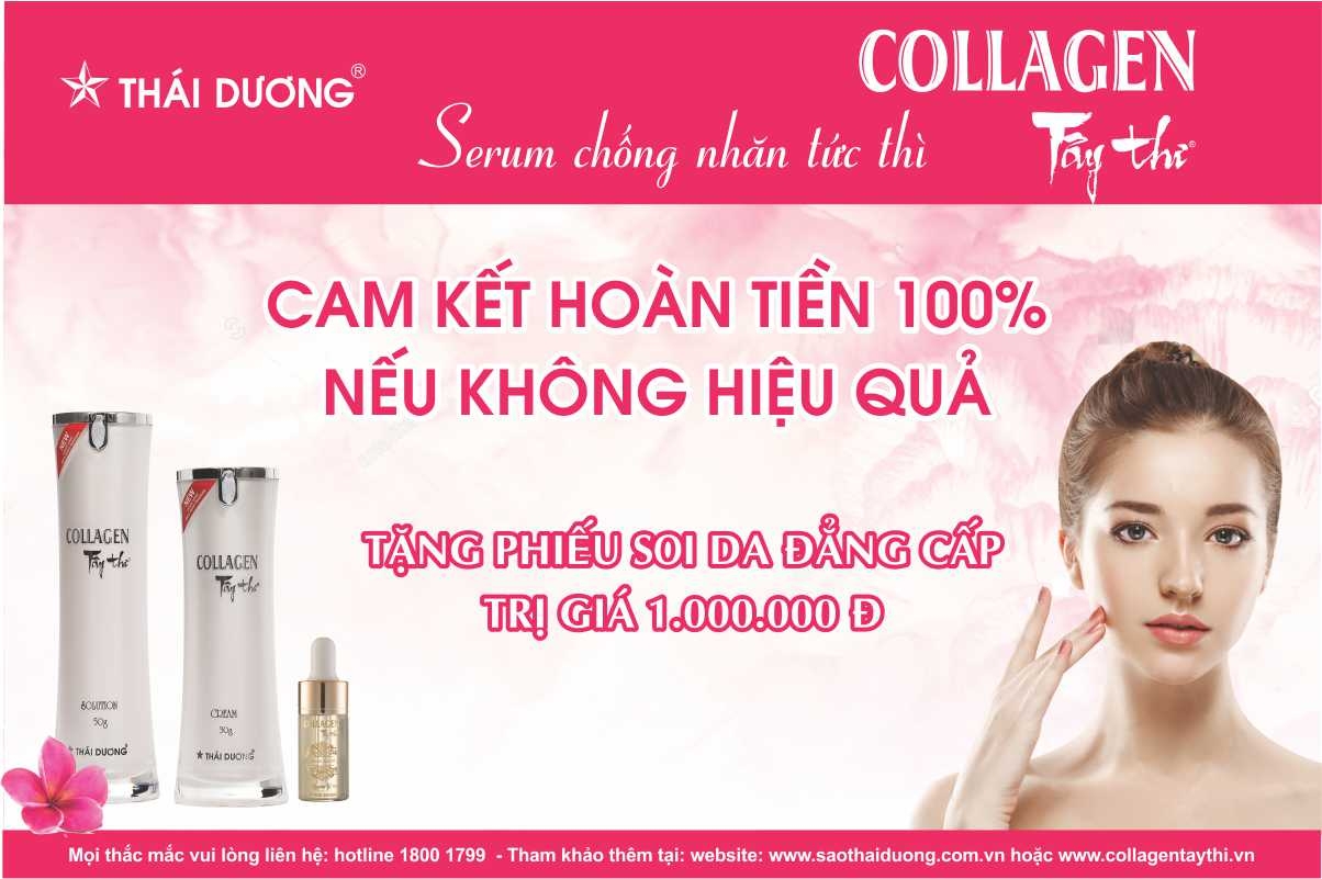 Nhãn hàng Collagen Tây Thi New của Sao Thái Dương cam kết hoàn tiền 100% nhan hang collagen tay thi new cua sao thai duong cam ket hoan tien 100