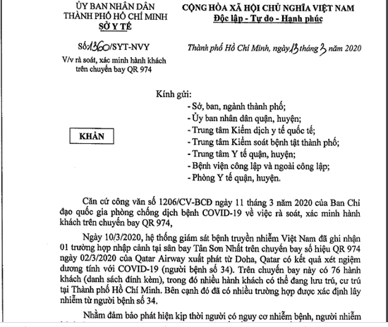 TPHCM: Thông báo khẩn đến hành khách đi trên chuyến bay QR970